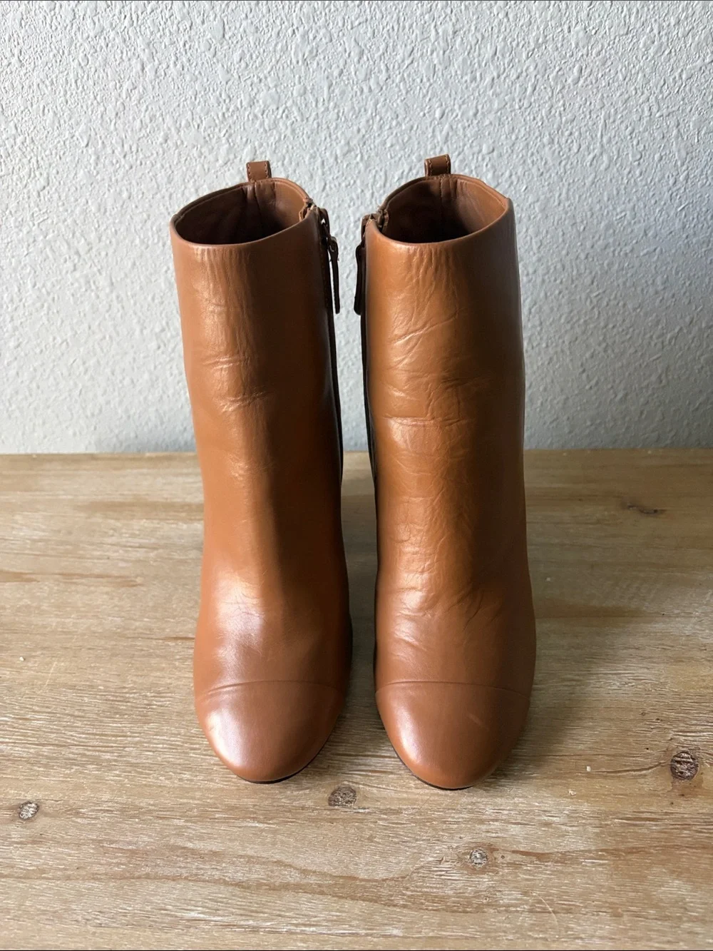 Tory Burch Grove Leather Block Heel Ankle Boot in Cognac